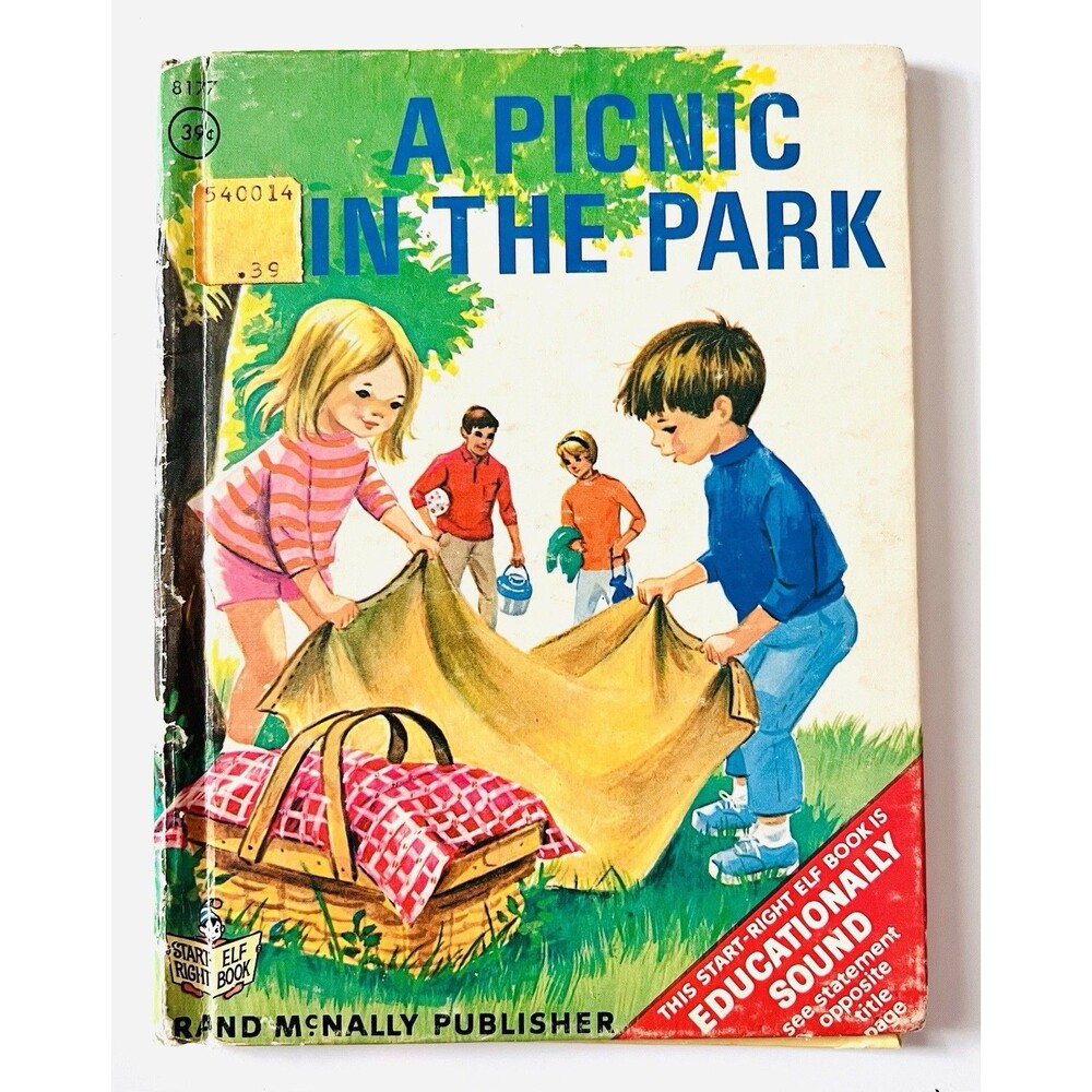 Vintage 1973 Rand McNally Elf Book A PICNIC IN THE PARK Children’s